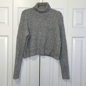 Francesca’s Grey Cableknit Turtleneck Sweater